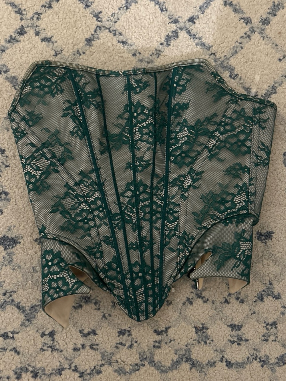 Women's Green Lace Bustier Top